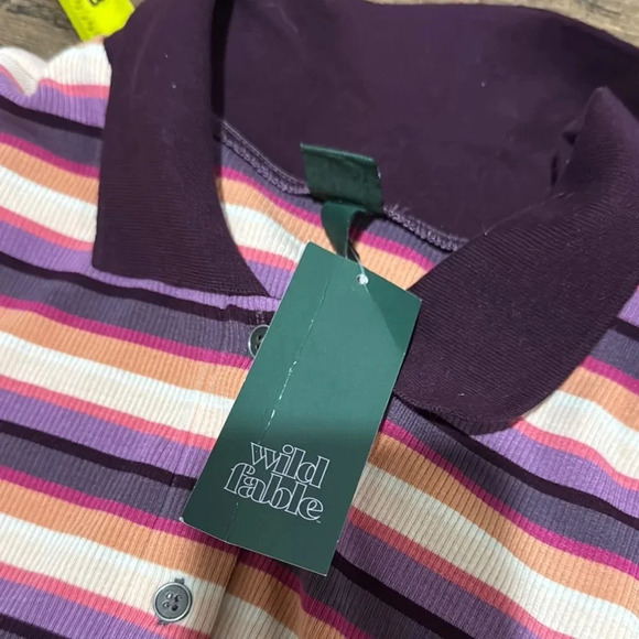 NWT Wild Fable Burgundy Striped Shirt Dress Size Large - Picture 2 of 5